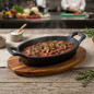 Casserole Poêle Ovale M/Bois traitée aelter 23 x 12 x 6 cm, Fonte, noir