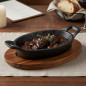 Casserole Poêle Ovale M/Bois traitée aelter 23 x 12 x 6 cm, Fonte, noir