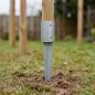 4er-Pack Holzpfostenstützen Ø 10 cm/90 cm | Runde, verzinkte Stahlpfähle | Einschlaganker zum Eingraben von Pfostenfundamenten