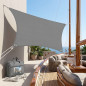 Auvent type Voile en polyester triangulaire 3,6 x 3,6 x 3,6 m, gris 165 gr/m2 UV pour jardin. Corde d'installation inclus