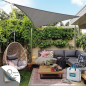 Auvent type Voile en polyester triangulaire 3,6 x 3,6 x 3,6 m, gris 165 gr/m2 UV pour jardin. Corde d'installation inclus