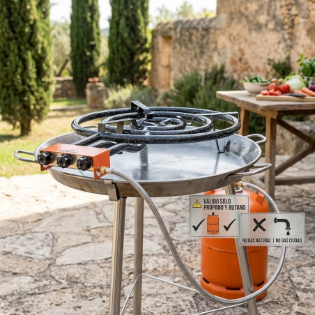  Paellero Stove LACOR Gas Butane 30-50-70 cm, 3 burners for paella pans 38 to 90 cm
