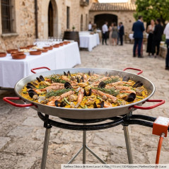 Padella classica in acciaio per paella LACOR 4 manici [115 cm - 120 porzioni]