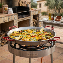 Padella classica per paella in acciaio LACOR 4 manici [90 cm - 50 porzioni]