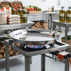 Paellera Valenciana Clássica em Aço Inoxidável | 55 cm | 16 Porções | Paellera em Aço | Lacor