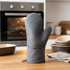 LACOR Guanto da cucina Cotone e Silicone - Nero - 33 cm