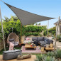 Auvent type Voile en polyester triangulaire 3,6 x 3,6 x 3,6 m, gris 165 gr/m2 UV pour jardin. Corde d'installation inclus