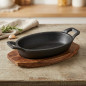 Cacerola Oval sin Base Magma | Hierro Fundido | Negro | 700 ml | 21.7 x 15 cm | Cacerola para asados | Lacor