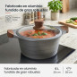 Cacerola con Tapa de Cristal | Gris | Aluminio 6 L | 28 cm | Olla grande con tapa cristal | Lacor