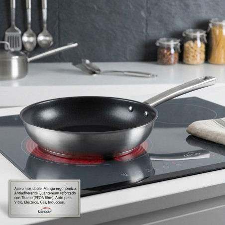 Sartén Lacor Foodie Ø28 x 6,5 cm | Acero inoxidable | Sartén de cocina | Utensilios de cocina