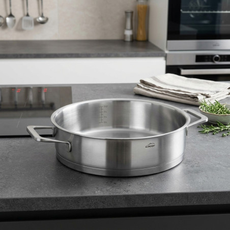  LACOR Antihaft-Pfanne aus Edelstahl mit Deckel, 4 Liter Inhalt, 28 cm