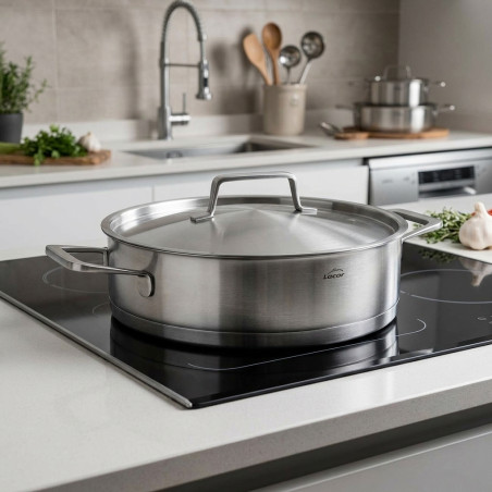Tartera Lacor acero inoxidable antiadherente con tapa | Capacidad 3 Litros | 26 cm | Tarteras inox | Utensilios de cocina