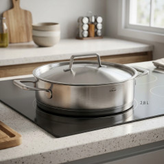Tartera Lacor acero inoxidable antiadherente con tapa | Capacidad 2,8 Litros | 24 cm | Tarteras inox | Utensilios de cocina
