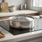 Plat rond avec couvercle en acier inoxydable Lacor avec couvercle, Capacité 2,8 litres, 24 cm