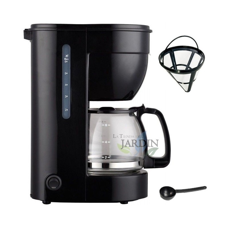 Cafetière filtre électrique, 0,75 L soit 6 tasses, Machine à café, Système anti goutte, Porte-filtre pivotant