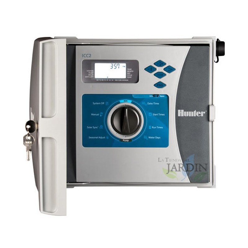 Controlador de irrigação elétrico Hunter ICC2, base de 8 estações, até 38 estações, sistema de irrigação automatizado