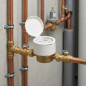 Hauswasserzähler mit Einzelanschluss 20 mm | 1-Zoll-Gewinde | Für Warmwasser Hauswasserzähler mit Einzelanschluss 20 mm | 1-Zoll-Gewinde | Für Warmwasser