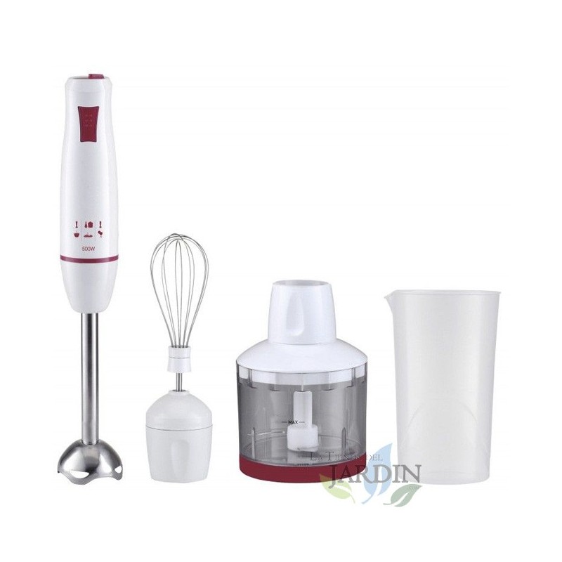 Mixeur Plongeant Thulos 500W, Cloche Anti-éclaboussures, Powerbell Plus, Easy-Click, Comprend des Fouets