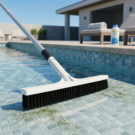 Spazzola dritta larga 330 mm per piscine, fissaggio a clip