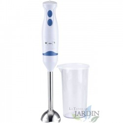 Liquidificador de mão de aço inoxidável de 400 W com 2 velocidades + copo medidor