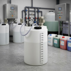 Serbatoio cilindrico in polietilene per dosaggio, 125 L (Ø 515 mm, altezza 735 mm)