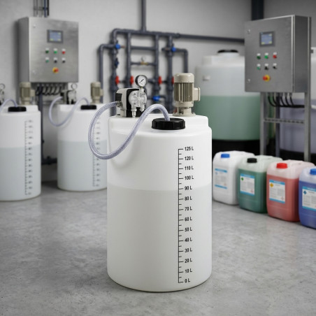  Zylindrischer Behälter aus Polyethylen zum Dosieren, 125 L (Ø 515 mm, Höhe 735 mm)