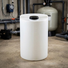 Serbatoio cilindrico in polietilene per dosaggio, 100 L (Ø 480 mm, altezza 658 mm)