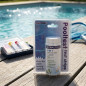 6-in-1 test strips, Analysis of free chlorine, pH, alkalinity, bromine, hardness and cyanuric acid. 6-in-1 test strips, Analysis of free chlorine, pH, alkalinity, bromine, hardness and cyanuric acid.
