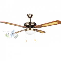 Ventilateur de plafond classique avec lumière et télécommande 52'' 132 cm, 4 pales et 3 vitesses