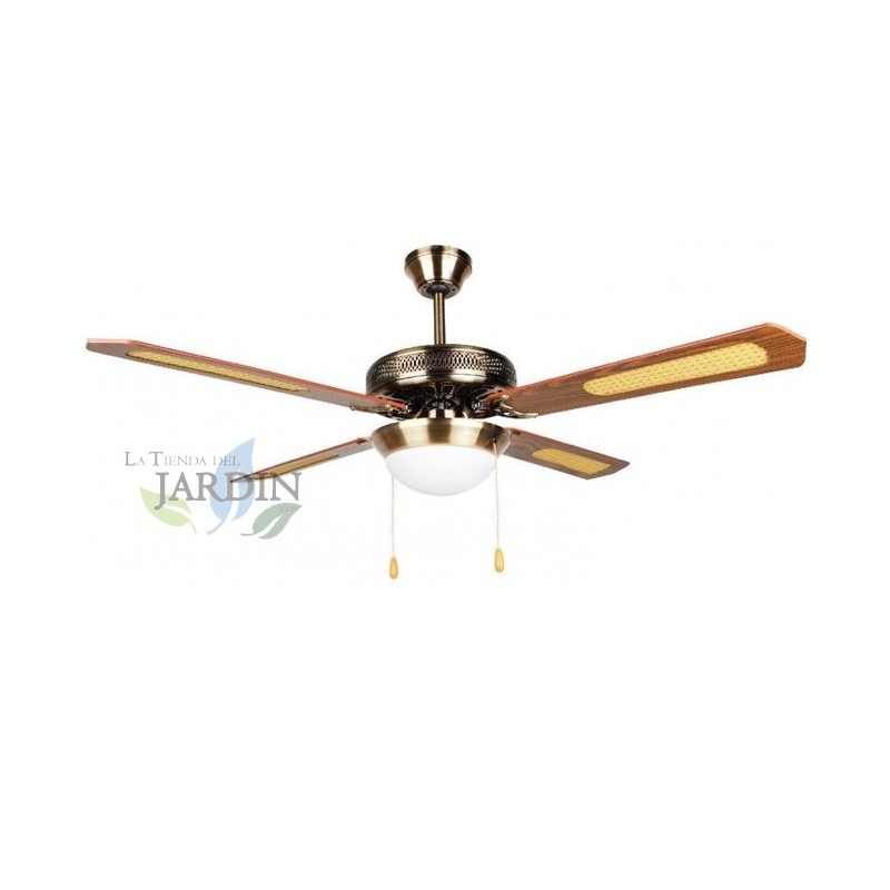 Ventilateur de plafond classique avec lumière et télécommande 52'' 132 cm, 3 pales et 3 vitesses