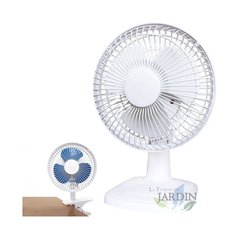 Ventilador 6" sobremesa o clip, 2 velocidades blanco