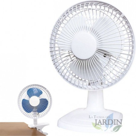 Ventilador de mesa ou de clipe, 2 velocidades, branco