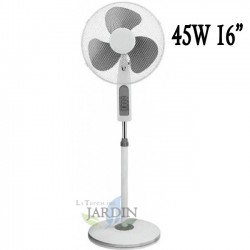 16" 45W Standing Fan with 3 Speeds and Adjustable Height, Grey