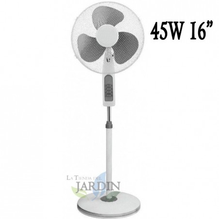 Ventilateur sur pied 16'' 45W à 3 vitesses et hauteur réglable, gris