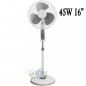 Ventilador de pie 16" 45W 3 velocidades y altura regulable, color gris