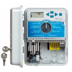 Programador de riego Hunter XC Hybrid 6 zonas exterior, controlador automático para riego de jardín y césped