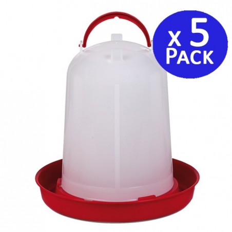 5 x Abreuvoir poulet 3 litres rouge, abreuvoir Portable pour volaille 23 x 22 cm