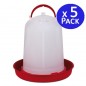 5 x Abreuvoir poulet 3 litres rouge. 23 x 22 cm