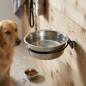 Ciotola per cibo e acqua per cani da 1,75 L | Acciaio inox | Montaggio a parete | 21 x 22 x 7 cm