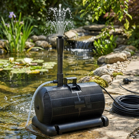 Pompe fontaine submersible 1500 l/h pour bassins avec jeux d'eau et filtration