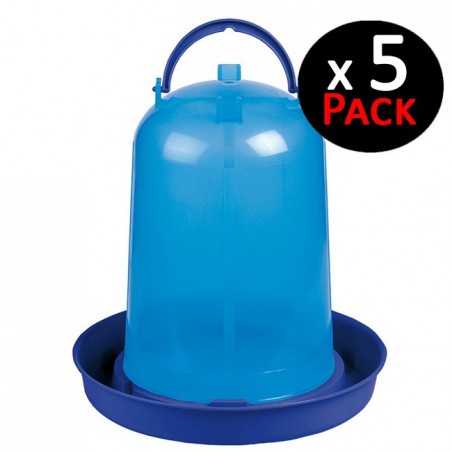 5 Stück Hühnertränken 3 Liter | 23x22 cm | Robustes Plastik | Ideal für den Boden oder zum Aufhängen | Ohne Füße | Blau