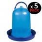 5 x Abreuvoir poulet 3 litres bleu, abreuvoir Portable pour volaille 23 x 22 cm