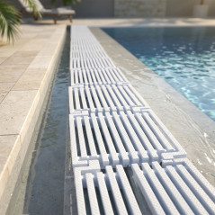 Griglia di troppo pieno per piscina a sfioro | Altezza 24 mm, Larghezza 295 mm | Canale di troppo pieno | Scarico esterno