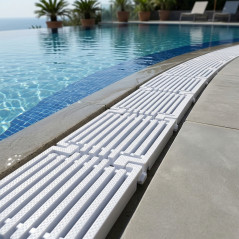 Griglia di troppo pieno per piscina a sfioro | Altezza 24 mm, Larghezza 195 mm | Canale di troppo pieno | Scarico esterno