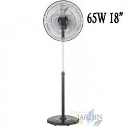 Ventilateur sur pied 18'' 65W TH-FN18S, 3 vitesses et hauteur réglable, noir