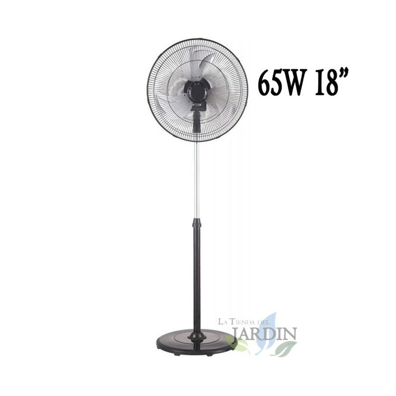 Ventilateur sur pied 18'' 65W TH-FN18S, 3 vitesses et hauteur réglable, noir