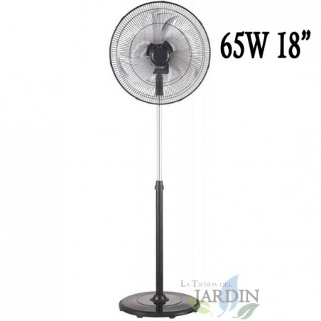 Ventilateur sur pied 18'' 65W TH-FN18S, 3 vitesses et hauteur réglable, noir