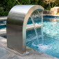 Cascada de Agua Decorativa para Piscina en Acero Inoxidable | Modelo Curvo Elegante | Juego de Agua para SPA