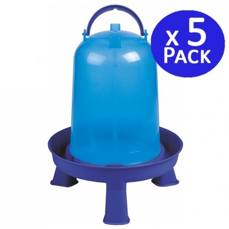 5 x Abreuvoir poules 8 litres bleu, abreuvoir Portable pour volaille 23 x 37 cm