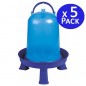 5 x Abreuvoir poules 8 litres bleu, abreuvoir Portable pour volaille 23 x 37 cm